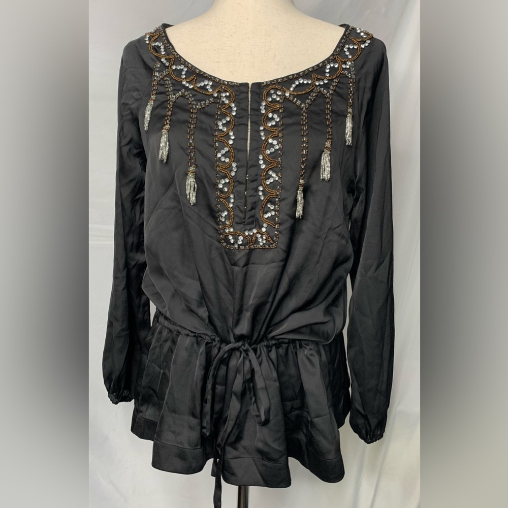 NWT NIKIBIKI Women’s Black Beaded Blouse MEDIUM